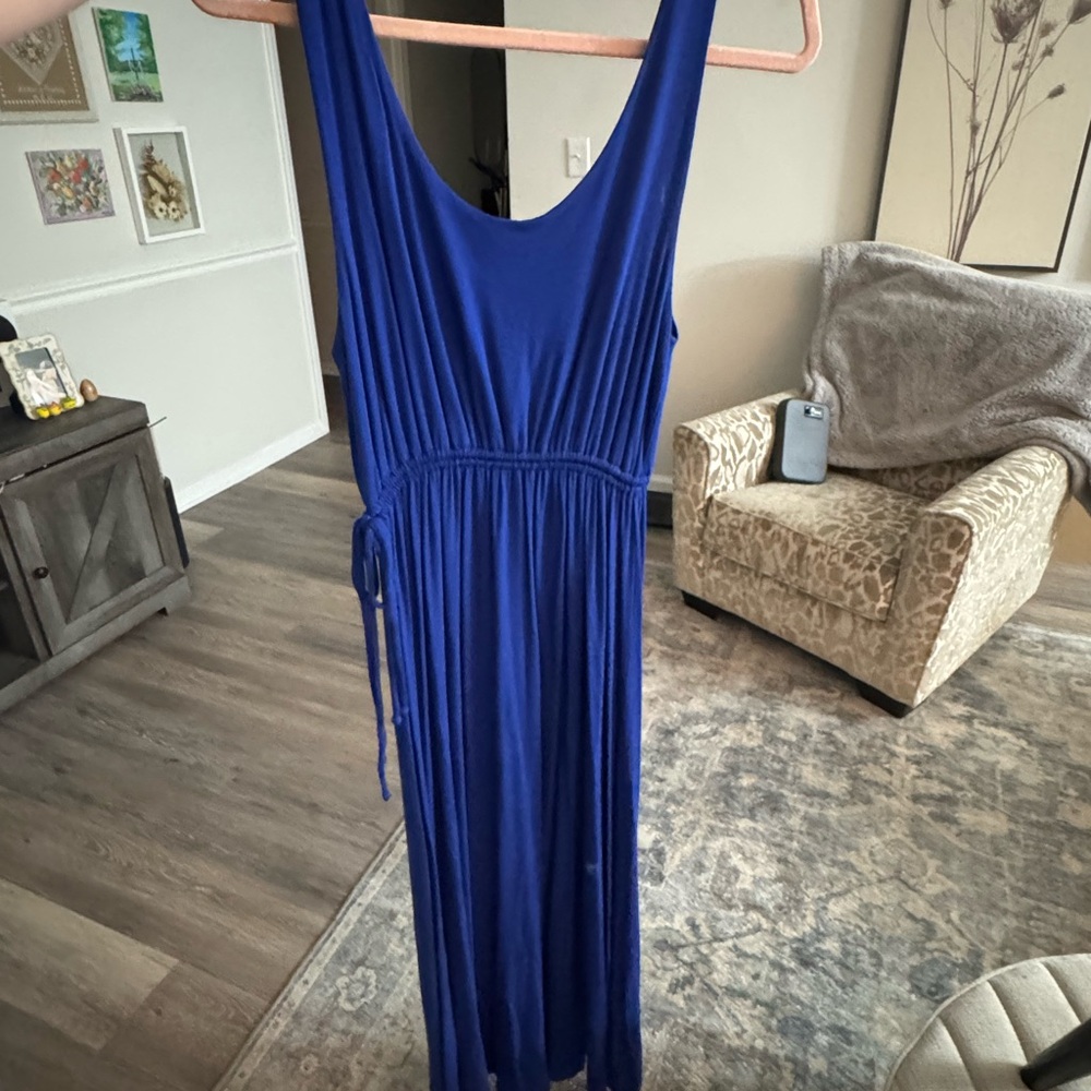 Elegant Blue Sleeveless Maxi Dress